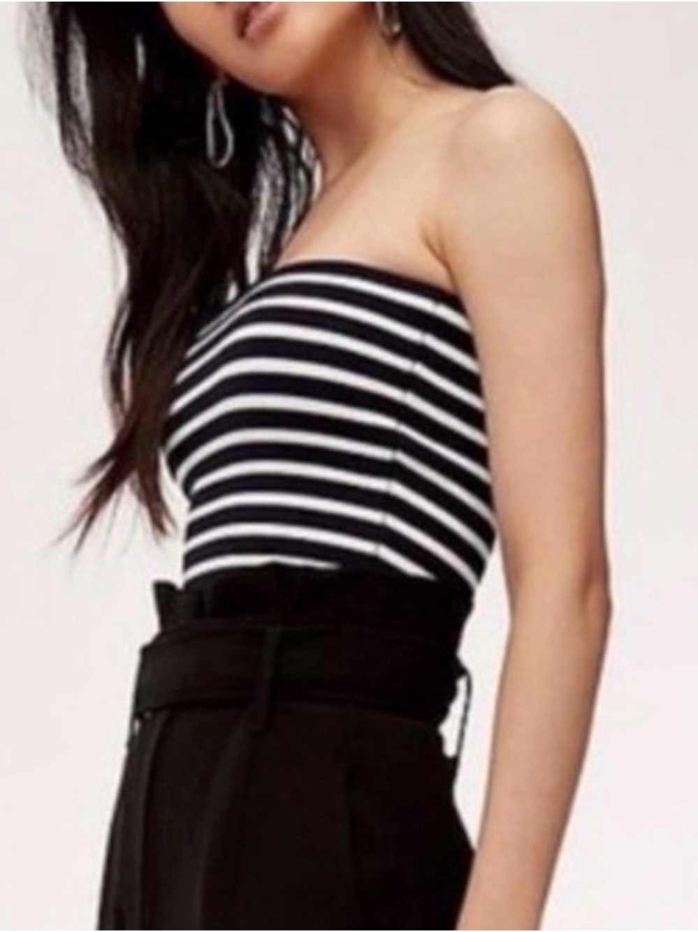 Aritzia Babaton Nautical Striped Navy and White Tube Top in XS